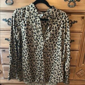 Leopard Print Button-Up Blouse